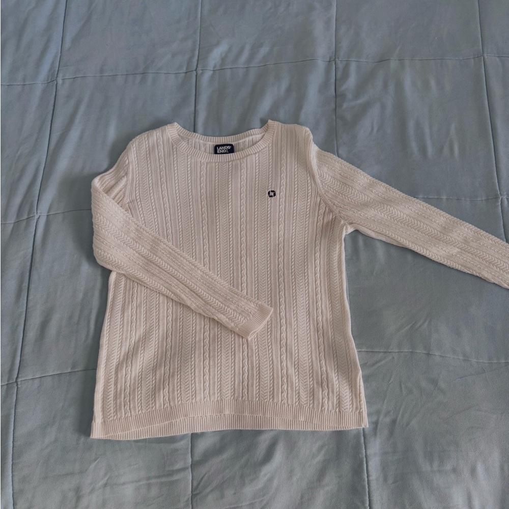Chase Lands End Cream Cable Knit Sweater